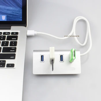 2018 High Speed USB 3.0 Hub 4 porty stop aluminium splitter kabel przewodowa linia koncentrator srebro na laptopa Macbook PC