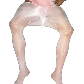 2018 hot Men ' s Sexy jj sleeve body stocking of oil bright pantyhose Ice silk stockings god pants men bodystocking