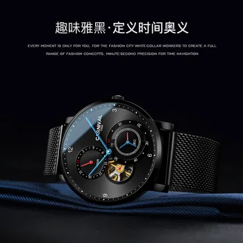 2018Carnival ultra-cienki tourbillon zegarek męski najlepszej luksusowej marki zegarek mechaniczny męskie stalowe pełne godziny relogio masculine kol saati