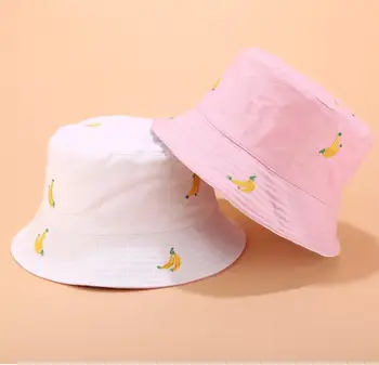2019 dwie strony odwracalne Owoce Banan wiadro kapelusz dla mężczyzn kobiet rybak kapelusz Panama Bob kapelusz biały,różowy,khaki,żółty letni kapelusz