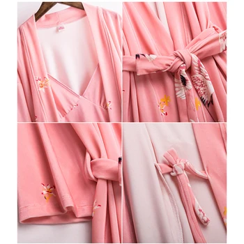 2019 jesień zima Nowy welur kimono szlafrok kobiety panny młodej suknia ślubna suknia Wieczorowa sexy kwiat długie piżamy M Do 2XL