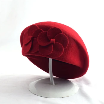2019 moda kobiety kwiaty kaszmiru berety kobiece maski czapki zimowe damskie kapelusze wysokiej jakości wełniany beret Lady artysta kapelusze Lady