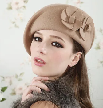 2019 moda kobiety kwiaty kaszmiru berety kobiece maski czapki zimowe damskie kapelusze wysokiej jakości wełniany beret Lady artysta kapelusze Lady