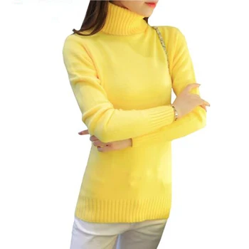 2019 Nowa Jesień Zima kobiety golf ciepły sweter z dzianiny Femme ciągnąć elastyczność miękkie swetry damskie z długim rękawem casual topy