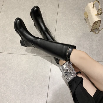2019 nowe damskie cienkie nogi do kolan buty mały okrągły nosek nad kolanem buty na platformie, odzież ciepłe rycerskie buty Botas Mujer
