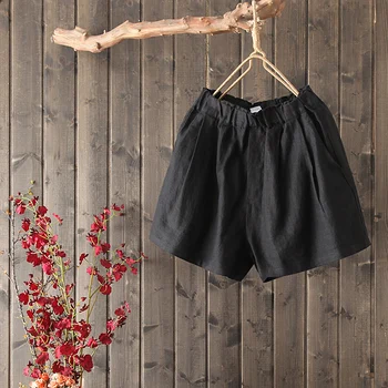 2019 nowe letnie bawełniane i lniane krótkie spodenki mori girl temat literackie szerokie spodnie z elastyczną talią codzienne krótkie spodnie kobiety