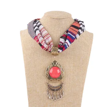 2019 nowe wisiorki naszyjniki szyfon biżuteria szalik kobieta/kobiety moda vintage, długie frędzle naszyjnik szalik boho foulard kobieta