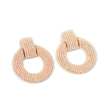 2019 Nowy geometryczny przez cały ZA kolczyki moda damska sztuczne perły kolczyki Femme luksusowe rocznika oświadczenie wiszące kolczyki biżuteria