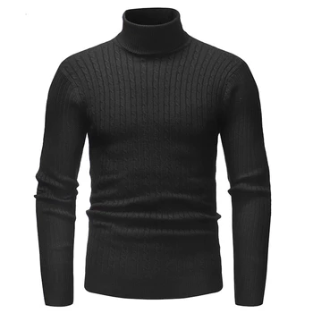2019 nowy męski twist golf sweter jesień zima Slim Fit sweter swetry Męskie z długim rękawem wysokiej szyi sweter z dzianiny bluzki