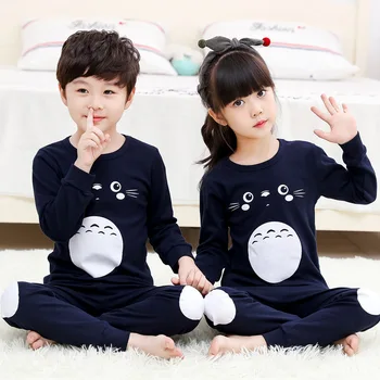 2019 zima Totoro dziecięce piżamy bawełniane dziecięce piżamy dla dziewczynek chłopiec piżama dla dzieci maluch piżamy zestawy koszulka+spodnie odzież