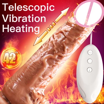 2019New automatyczny teleskopowy grzejny dildo wibrator G-spot masaż ogromny realistyczny penis wibrator sex zabawki dla kobiet seks-towary
