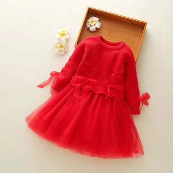 2019New Warm Girl Dress For Christmas Wedding Party Dresses Winter Kids Girls Clothes Childern Princess Dress Red Purple 2 3-8T