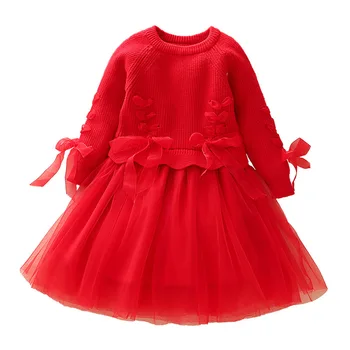 2019New Warm Girl Dress For Christmas Wedding Party Dresses Winter Kids Girls Clothes Childern Princess Dress Red Purple 2 3-8T