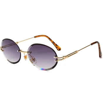2020 bez oprawy okrągłe okulary dla kobiet marki projektant okulary Owalne steampunk okulary damskie Lady modne okulary punk UV400