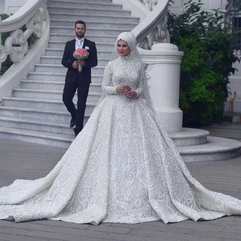 2020 białe muzułmańskie sukienki druhny suknia aplikacje z хиджабом długie rękawy, krótkie rękawy suknie długie sukienki فساتينافاف