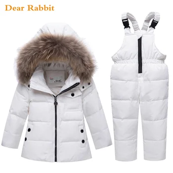 2020 dzieci jesień zima cienka kurtka puchowa kurtka z naturalnego futra chłopiec Dziecięce, kombinezony Dziecięce, płaszcze snowsuit śnieg odzież dla dziewczynek zestaw ubrań