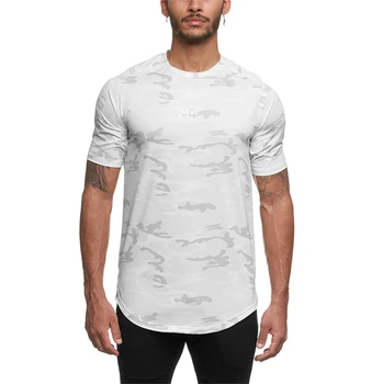 2020 GYM Koszulka Mesh Camo Sport T Shirt Men Rashgard Quick Dry Fit Running T-Shirt Men Fitness Tshirt elastyczna koszulka sportowa