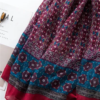 2020 Hiszpania moda etniczna Boho pędzel Wiskozowa szal szalik wysoka jakość druku jedwabny szal ukradł Bufandas islamski hidżab 180*90cm