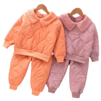 2020 jesienno - zimowy kombinezon dla dziewczynki plus płynny zestaw z dwóch części chłopiec modne dziecięce bawełniane płaszcz z kapturem i spodnie, odzież Dziecięca 1-6Y
