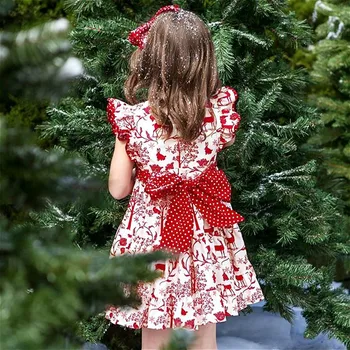 2020 Kartki odzież dla Dzieci 0-6Y Kids Girls Baby Princess Dress Elk Bowknot Xmas Party Tutu Dresses dzieci sukienkę