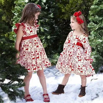 2020 Kartki odzież dla Dzieci 0-6Y Kids Girls Baby Princess Dress Elk Bowknot Xmas Party Tutu Dresses dzieci sukienkę