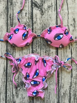 2020 Kobiety Opaska Seksowne Oczy Kaktus Drukowany Bandaż Bikini Biustonosz Push-Up, Miękkie Strój Kąpielowy Strój Kąpielowy Kostium Kąpielowy Dla Kobiet