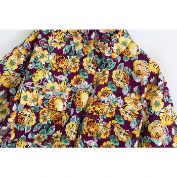 2020 lato kobiety z dwóch części zestaw kwiat drukowane koszula topy i Bermudy wysoka talia elastyczny pas zespół femme