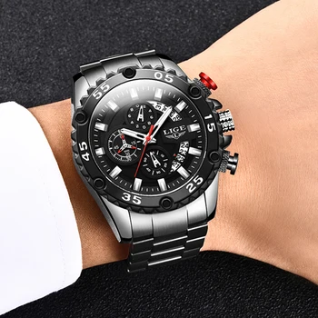 2020 LIGE New Fashion Mens Zegarki Sport Full Steel Watch Male Military Watch Wodoodporny Men Quartz Date Clock Relogio Masculino