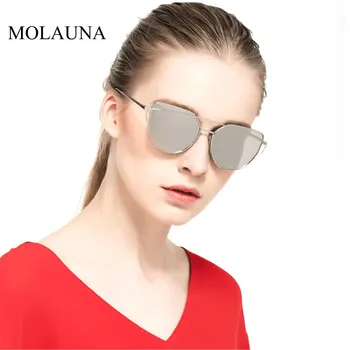 2020 moda Kocie oko rocznika różowe złoto lusterko damskie okulary metalowe odblaskowe płaskie soczewki turystyczne okulary wielobarwne UV400