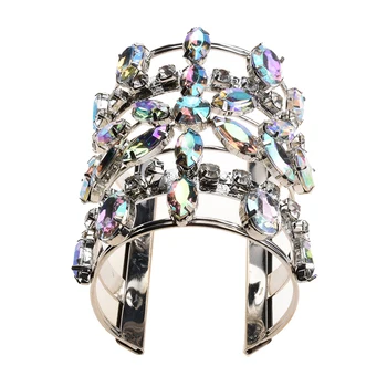 2020 moda Kryształ otwarte mankietów bransoletki kobiety Urok szeroki bransoletka Bransoletka biżuteria dla dziewczyn Maxi kolor AB bransoletka