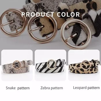 2020 moda leopard pas kobiety wąż Zebra print cienkie luźne końskie włosy pas biodrowy sztuczna skóra Złoty pierścień klamra pasów dla pań kobiet