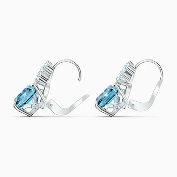 2020 moda SWA nowe błyszczące kolczyki z kolczykowaniem wyraźne linie jasno-niebieski kwadratowy ozdobny Kryształ kobieta biżuteria romantyczny prezent