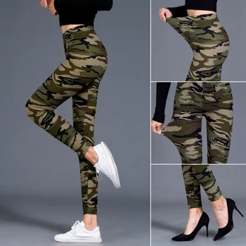 2020 moro damskie legginsy graffiti styl slim stretch spodnie wojskowe zielone legginsy spodnie Deportes