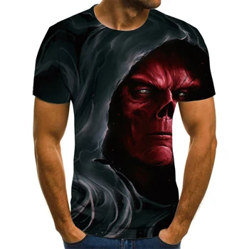 2020 męska koszulka horror moda nowa letnia koszulka męska z krótkim rękawem casual 3D czaszka drukuj rock t-shirt dla mężczyzn