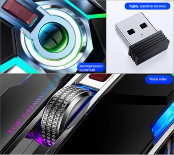 2020 nowa, bezprzewodowa mysz Gaming Silent Laser Optical 2.4 GHz Game USB Akumulator laptopa