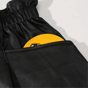 2020 Nowa Dostawa Spódnice Damskie Skóra Naturalna Elastyczny Pas Czarny Mini Casual Korea Moda Kobiety Prawdziwa Skóra Owcza Sexy Spódnica