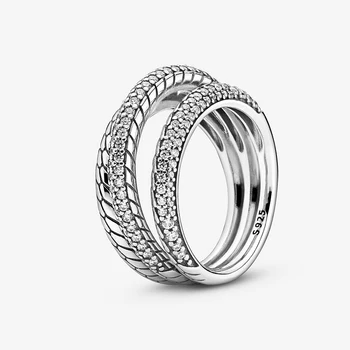2020 Nowa Jesień 925 Srebro Utorować Pierścień Wąż Łańcuch Szablon Pierścień Korona Pierścienia Kobiety Ślub Rocznica Biżuteria