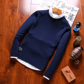2020 Nowa moda swetry dla mężczyzn MODA w STYLU jesień zima patchwork z dzianiny wysokiej jakości sweter dla mężczyzn O-neck casual męski sweter B0278