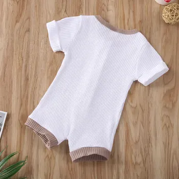 2020 nowe gorące noworodków niemowląt chłopców dziewcząt ubrania żebrowane solidne suwaki kombinezon z krótkim rękawem letni strój 0-18 m