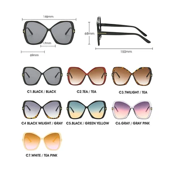2020 Nowe Przewymiarowany Okulary Kobiety Mężczyźni Mody Duża Ramka Okulary Przezroczyste Fioletowe Różowe Odcienie Motyl Okulary Prezenty