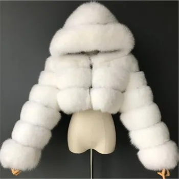 2020 nowe zimowe ciepłe futrzane płaszcze ze sztucznego futra kurtki Damskie wysokiej jakości fałszywych futra krótkie kurtki z kapturem zimowa futro kurtka 952