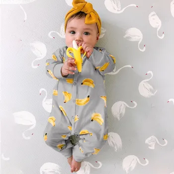 2020 Nowonarodzony Banana Long Sleeve Button Newborn Baby Girl Clothes Infant Girl 2t Girls Clothes Pijamas Onesie Baby Toddler Twins
