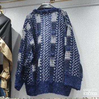 2020 nowy damski ciepły sweter z dzianiny damska kratkę patch z imitacji skóry sweter damski z dzianiny rozmiar plus koreańskiej odzieży LT642S50
