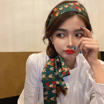 2020 Nowy jedwabny szalik, opaska na głowę koreański retro zebra wzór krawat, włosy, jesień i zima Joker szalik akcesoria do włosów kobiety