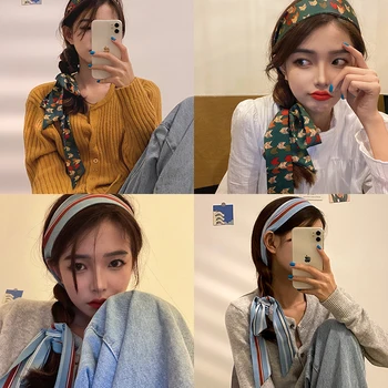 2020 Nowy jedwabny szalik, opaska na głowę koreański retro zebra wzór krawat, włosy, jesień i zima Joker szalik akcesoria do włosów kobiety