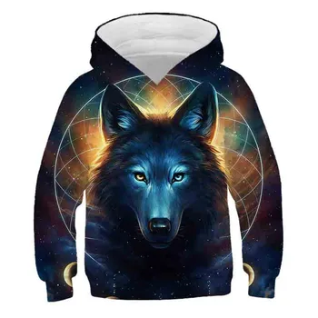 2020 nowy wolf 3D animation sweatshirt, dzieci modny kreskówki drukowany sweter, uosobiona Bluza dla chłopców i dziewcząt