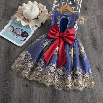 2020 Sukienkę Dla Dziewczyn Gładkie Body Z Krótkim Rękawem Pusty Projekt Pleców Suknia Księżniczki Odzież Dziecięca Dla Imprez Suknia Wieczorowa