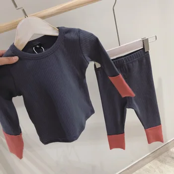2020 wiosna dziecięcy dres dzieci żebrowane piżamy zestaw dla dzieci chłopcy dziewczęta bawełna odzież domowa koszulka + spodnie zestawy odzież dla dzieci