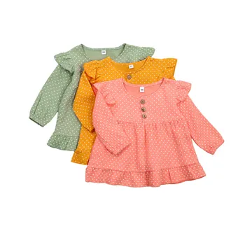 2020 Wiosna Jesień Baby Girls Dress Słodkie Dzieci Sukienki Z Długim Rękawem Dziecko Dziecko Z Długim Rękawem Sukienka W Kropki