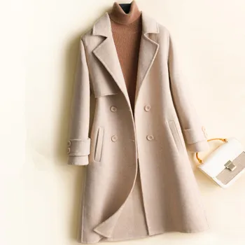 2020 Wiosna Jesień Zima nowa bielizna wełniany płaszcz dwustronny кашемировое płaszcz długi codzienny Kobiecy elegancki biurowy kobiecy płaszcz
